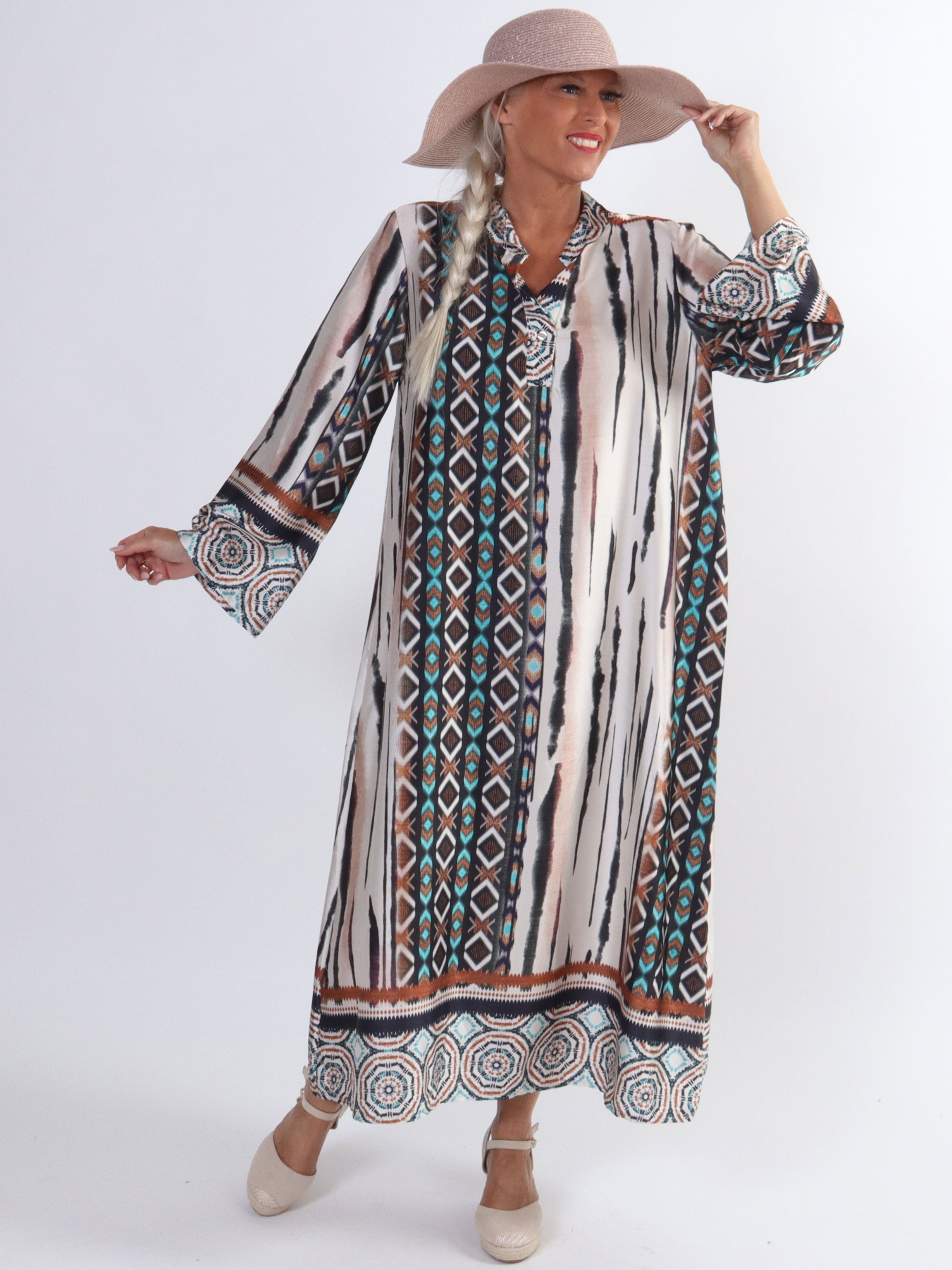 Hyben - Långärmad klänning i sidenlook